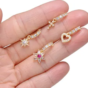 24 Designs 8mm Cz Hoop Flower Piercing For Nose Ear Helix Cartilage Tragus Body Jewelry Nose Rings For Women Nose Piercings