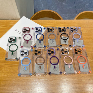 Étui de téléphone magnétique transparent avec support d'objectif et protection antichoc aux quatre coins pour <span class=keywords><strong>Apple</strong></span> iPhone 18 Pro Max 17 - Product Image 1