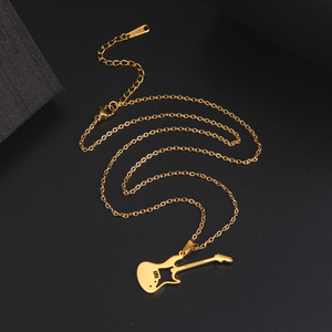 Colar masculino de pingente guitarra, colar de aço inoxidável com pingente de pedra, baixo, bijuteria para presente personalizado - Product Image 5