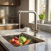 Robinet de cuisine contemporain en acier inoxydable 304 avec douchette extractible