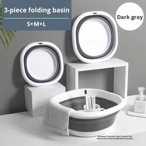 Bassin de <span class=keywords><strong>bain</strong></span> pliable en silicone pour adultes et bébés, bac à linge pliable en <span class=keywords><strong>plastique</strong></span> avec accessoires de salle de <span class=keywords><strong>bain</strong></span> et de cuisine pour la maison et les voyages - Product Image 4