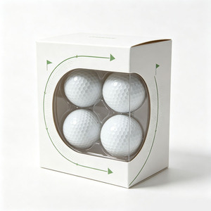 Rigid Paper Box With Clear <b>Window</b> For 4 Golf Balls Recyclable Packaging Gift Craft Use - Product Image 1