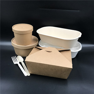 2100Ml Eco-Vriendelijke Biologisch Afbreekbare Wegwerpvoedsellunchverpakking Voor Hamburgerdoos Kraft Fastfoodcontainers Voor Restaurant - Product Image 1