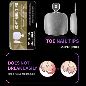 Boîte de 550 faux ongles ultra fins transparents givrés pour les orteils, couvrance totale, sans ponçage, en <span class=keywords><strong>gel</strong></span> souple, pour pédicure professionnelle, vente en gros - Product Image 3