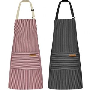 <b>Aprons</b> Kitchen Cooking <b>Aprons</b>, Adjustable Bib Soft <b>Chef</b> <b>Apron</b> With 2 Pockets for Men Women (Black/Brown Stripes) - Product Image 6