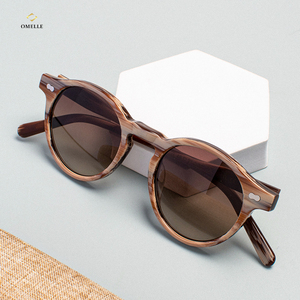 Lunettes de soleil rondes vintage Havana rétro en acétate, monture intégrale, verres dégradés UV400, logo personnalisé, unisexe, cadeau pour adulte, pour <span class=keywords><strong>la</strong></span> plage et les escapades en ville - Product Image 4