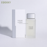 EOEKKY Bouteille en verre vert incurvée personnalisée avec étiquette privée, parfum de luxe à la vanille fraîche, vaporisateur de parfum OEM ODM