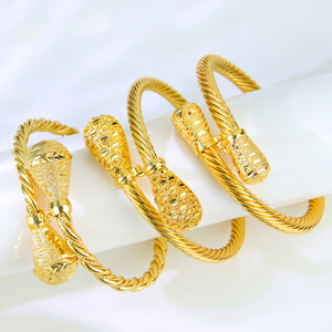 European America Little Bee Jewelry Women's Wedding Gold <b>Bangle</b> 21k Gold Plated Trendy Spiral <b>Copper</b> Italian Classic Event Party - Product Image 5