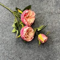 Fleurs artificielles Austin Rose, tiges de roses en soie artificielle à 3 têtes, pour arrangements muraux décoratifs tendance