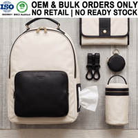 Bolsa de Pañales de Lona y Cuero Personalizada por el Fabricante OEM, Mochila de Viaje para Mamá, Juego de Bolsas de Pañales 3 en 1 para el Cuidado del Bebé