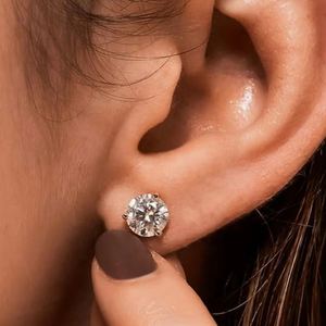 14K 18K Gold Earrings Custom 3 Claw 0.5-5CT Lab Grown Gemstone <b>Emerald</b> Sapphire RUBY Alexandrite <b>Stud</b> Earrings - Product Image 3