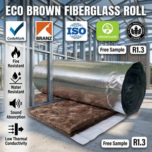 Rollos <span class=keywords><strong>de</strong></span> <span class=keywords><strong>Lana</strong></span> <span class=keywords><strong>de</strong></span> Vidrio Ecológica Marrón sin Formaldehído UL2821 <span class=keywords><strong>de</strong></span> Australia, R1.3 55, <span class=keywords><strong>Manta</strong></span> <span class=keywords><strong>de</strong></span> <span class=keywords><strong>Lana</strong></span> <span class=keywords><strong>de</strong></span> Vidrio para Aislamiento Térmico MBI - Product Image 1