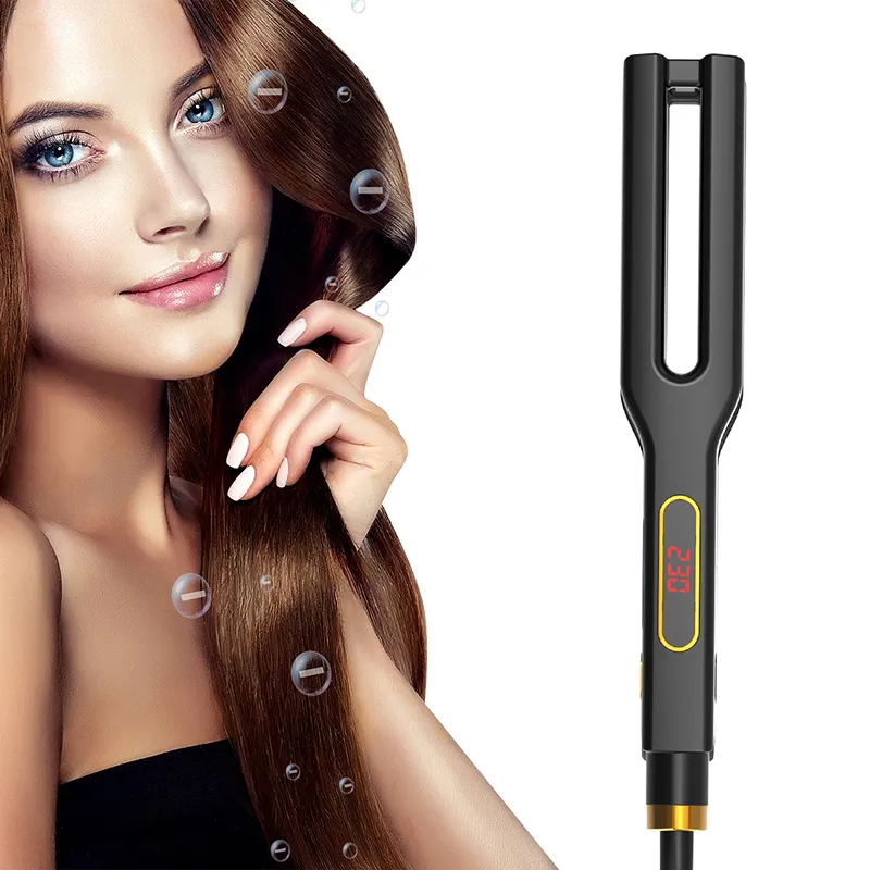 جهاز سيراميك مزدوج لوحة الشعر مسطح مستقيم بالليزر صالون كهربائي احترافي يساعد على تدفئة الشعر بسرعة