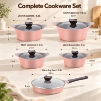 Ensemble de 10 casseroles et poêles de cuisine coréennes en céramique et aluminium moulé pour usage domestique et professionnel, avec logo personnalisé OEM