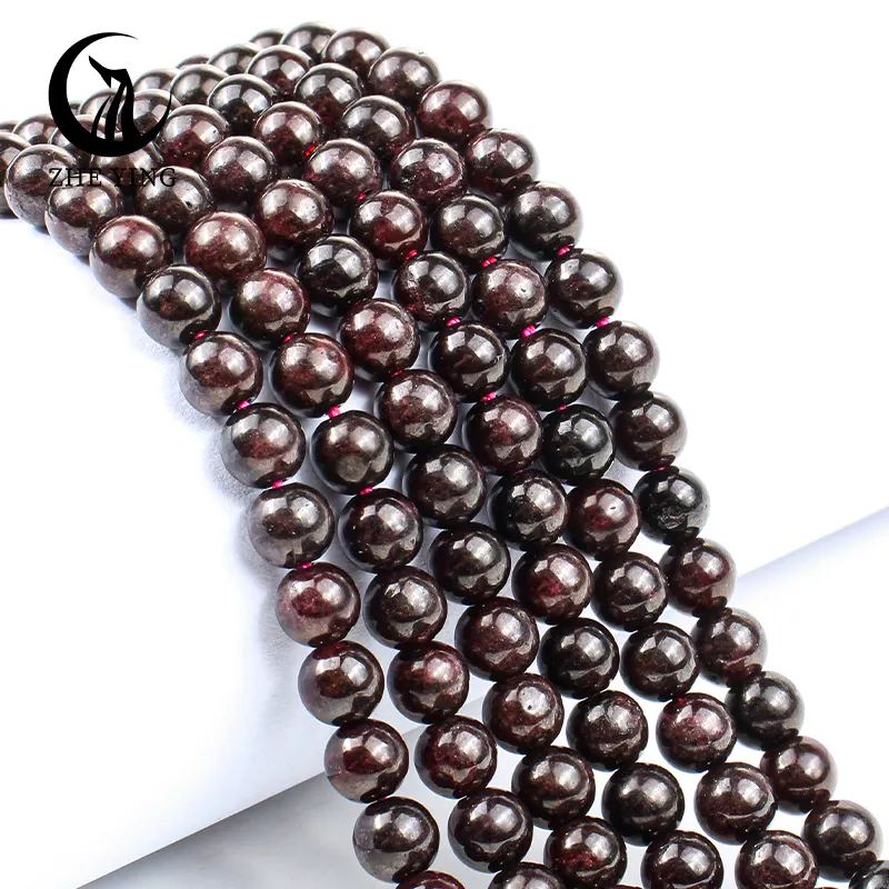 Zhe Ying 8mm màu đỏ Garnet hạt vòng đeo tay tinh thể chữa bệnh chữa bệnh tinh thể tự nhiên Garnet đá Sao Garnet hạt