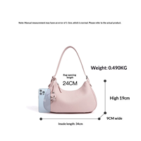 Sac à main en cuir véritable avec fermeture éclair, sac croissant en polyester à porter sous le bras, design simple et original, couleur bonbon, sac portable pour femme