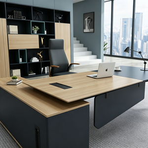 Bureau de direction moderne en bois avec armoire, <span class=keywords><strong>table</strong></span> d'ordinateur pour bureau à domicile - Product Image 3