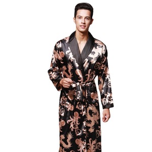 Abito di lusso in raso di seta accappatoio <span class=keywords><strong>da</strong></span> uomo <span class=keywords><strong>camicia</strong></span> <span class=keywords><strong>da</strong></span> <span class=keywords><strong>notte</strong></span> maschile Kimono <span class=keywords><strong>vestaglia</strong></span> accappatoio donna pigiami coppia - Product Image 5