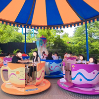 Manège Tasse à Café Rotative en Fibre de Verre et Acier pour Parc d'Attractions
