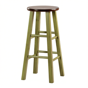 Tabouret de bar contemporain en bois Db Ivy de 29 pouces avec fonction pivotante, couleur noyer vert, pour bar à domicile, hôtel, club ou ferme - Product Image 1