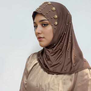 レディースHijabs用CCYターバンイスラム教徒女性インナーキャップヒジャブ16色無地真珠装飾付きヒジャブを着用する準備ができてインスタントターバン - Product Image 1