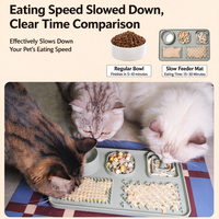 Tapis de léchage en silicone de qualité alimentaire pour animaux de compagnie, mangeoire lente multi-compartiments antidérapante pour chiens et chats, plateau d'entraînement et d'alimentation pour animaux