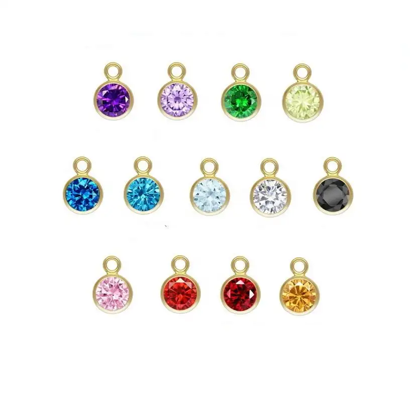 GP Fashion 3MM Bezel CZ Zircon charm pendants Woman Jewellery 14K Gold Filled Charms DIY permanent making Materials