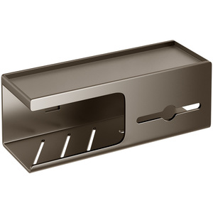 Metal Double Tier <b>Wall</b>-<b>Mounted</b> Punch-Free Toilet Paper Holder with <b>Shelf</b> for Bathroom - Product Image 1