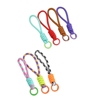Porte-clés en corde tressée fait main, écologique, avec mousqueton de dessin animé, pendentif tendance pour téléphone portable, cordon contrastant pour hommes et femmes