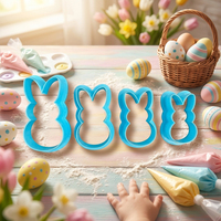 Ensemble de 4 emporte-pièces en plastique moulé par injection en forme de lapin de Pâques, kit de moules à biscuits en plastique pour la pâtisserie des enfants et la glaçage royal