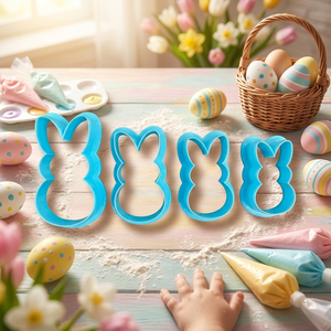 Kunststoff-Spritzguss Osterhase Ausstechformen Set mit 4 Stück, Kunststoff-Keksausstecher-Set für Kinder-Backen und Zuckerguss - Product Image 2
