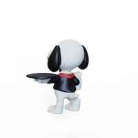 Vente en gros Statue de serveur animal en résine Figurine de serveur chien servant majordome pour restaurant et décoration de la maison