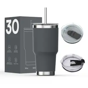 3c0oz Tumbler Custom Laser Engraved Powder Coat Stainless Steel Tumbler With Straw And Lid