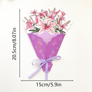 Biglietto d'<span class=keywords><strong>Auguri</strong></span> 3D Pop-up con Bouquet <span class=keywords><strong>di</strong></span> <span class=keywords><strong>Fiori</strong></span> - Carta Riciclabile con Stampa UV, Regalo <span class=keywords><strong>di</strong></span> Ringraziamento per Festività e Vacanze - Product Image 5