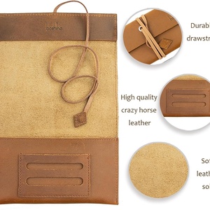 Boshiho Genuine Leather Drawstring Cigarette Case with Slot for <b>Rolling</b> Tip Paper Portable Durable Special Purpose Bags & Cases - Product Image 3