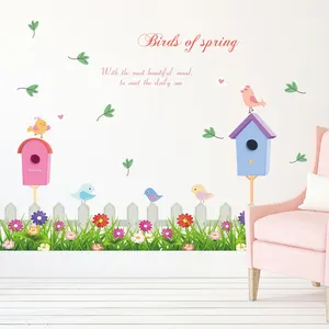 Vögel Von Frühling Aufkleber Für Kinderzimmer Wand Bunte Blume Vogel Gefallenen Blatt Tapete Für Kinder Schlafzimmer Dekorative Aufkleber