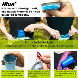 <span class=keywords><strong>IRun</strong></span> - Vaso de Agua Plegable de TPU para Deportes al Aire Libre, Reutilizable, con Logotipo Personalizado, para Correr, 200 ml, para Maratón - Product Image 3