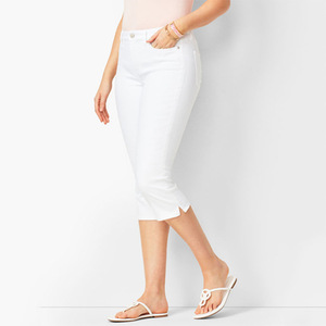 Pantalones Capri de Mezclilla Elástica de Cintura Media para Mujer, de Alta Calidad, Estilizan y Favorecen la Figura - Product Image 1