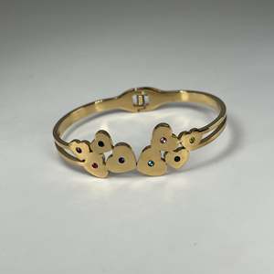 Bracelet tendance en acier inoxydable 316L plaqué or PVD, design cœur avec pierres colorées, bijoux pour femmes - Product Image 1