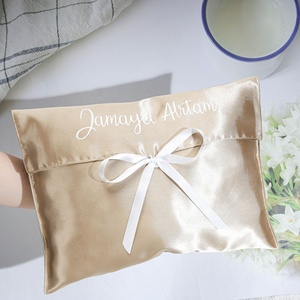 Customized Satin Lingerie <b>Bag</b> With Ribbon Logo Envelope Silk Hair Bundle Underwear Packaging <b>Dust</b> <b>Bag</b> Flap Gift Satin Pouch - Product Image 5