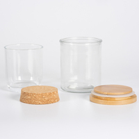 Tarros de vidrio para fabricación de velas, contenedores de cocina con tapa de madera para servir té, café y especias, 500ml y 700ml