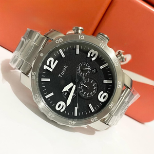 นาฬิกาข้อมือผู้ชายแบบเรียบง่าย ขนาด 50 มม. ควอตซ์โครโนกราฟ สายหนัง ตัวเรือนสแตนเลส พร้อมหน้าปัดแสดงวันที่ - Product Image 2