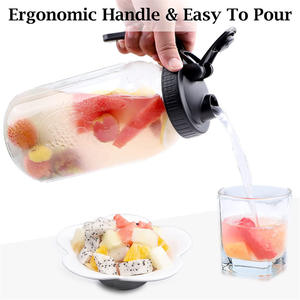 DD1849 limonade grande bouche large 64 32 oz Mason Jar bouteille de café couvercles hermétiques thé glacé verre étanche pichet à boire - Product Image 6