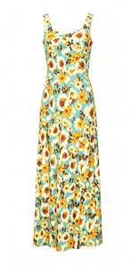 Abito da vacanza al mare transfrontaliero 2026, Abito francese da donna con scollo a U e vita cinata, Nuovo abito midi alla moda con stampa digitale all'ingrosso - Product Image 3