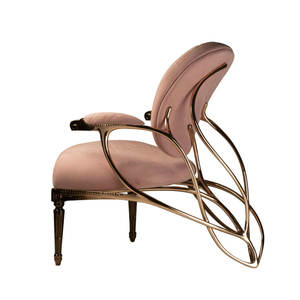 Mobilier contemporain élégant <span class=keywords><strong>Fauteuil</strong></span> d'Appoint pour Salon en Laiton Bronze <span class=keywords><strong>Fauteuil</strong></span> d'Appoint Unique en Velours Rembourrage Papillon pour la Maison - Product Image 1