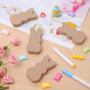 Cortes de madera DIY sin terminar con forma de conejo y letreros de madera con forma vertical para Pascua, Ramadán y Graduación - Manualidades de pintura para niños - Product Image 5