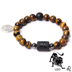 men's zodiac yellow tiger eye <strong>stone</strong> bead bracelet elastic women's fashion accessory Trendy <strong>Stone</strong> Beaded Elastic Unisex Bracelet - Product Image 2