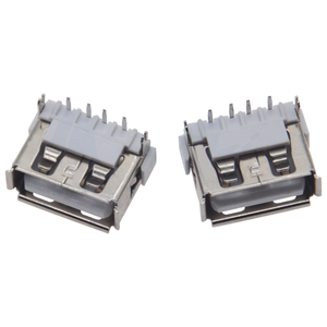 Connecteur USB-A femelle à soudure arrière, corps court à 90 degrés, montage horizontal H6.3/H6.8, boîtier blanc et noir avec oreilles de sertissage - Product Image 5