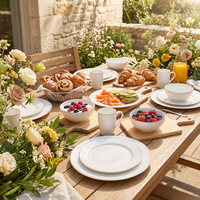 Service de table en céramique blanche avec bordure dorée de luxe, assiettes et bols en porcelaine haut de gamme, ensemble de 16 pièces pour mariage et cadeau