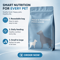 Sachet souple personnalisé en aluminium laminé PE, gaufré, à soufflet latéral, biodégradable, de qualité alimentaire, avec fermeture éclair, pour friandises et snacks pour animaux